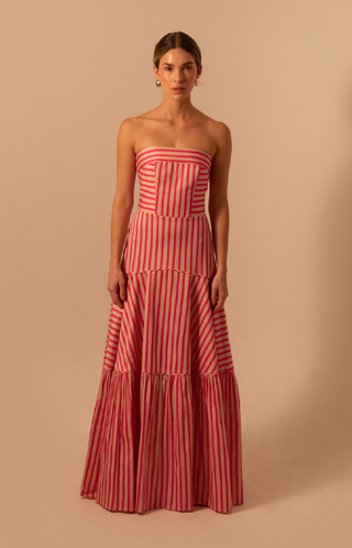 Kleid Iris Maxi in Magenta Stripe