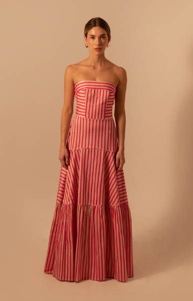 red stripe maxi dress Kleid Iris Maxi in Magenta Stripe – TrenLend