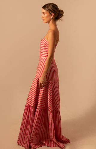 Kleid Iris Maxi in Magenta Stripe