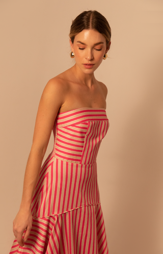 Kleid Iris Maxi in Magenta Stripe