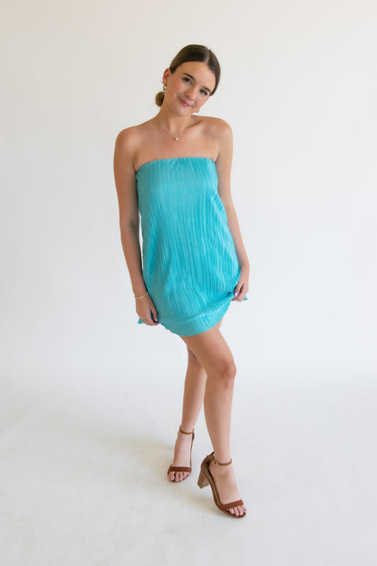 Hannah Strapless Dress in Blue