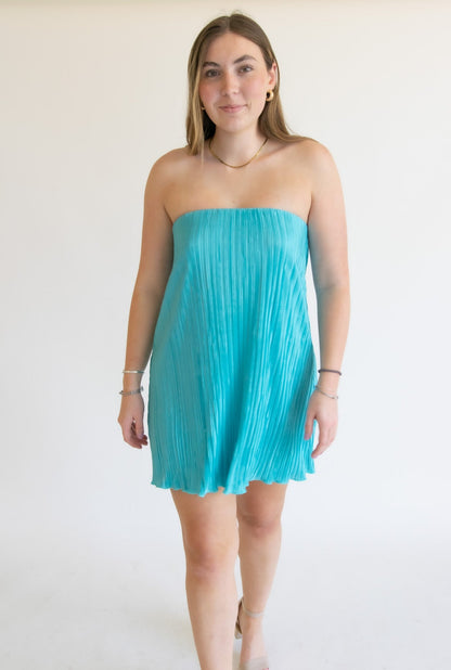 Hannah Strapless Dress in Blue