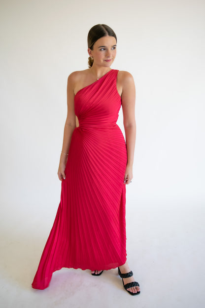Rose Pleated Maxi Dress