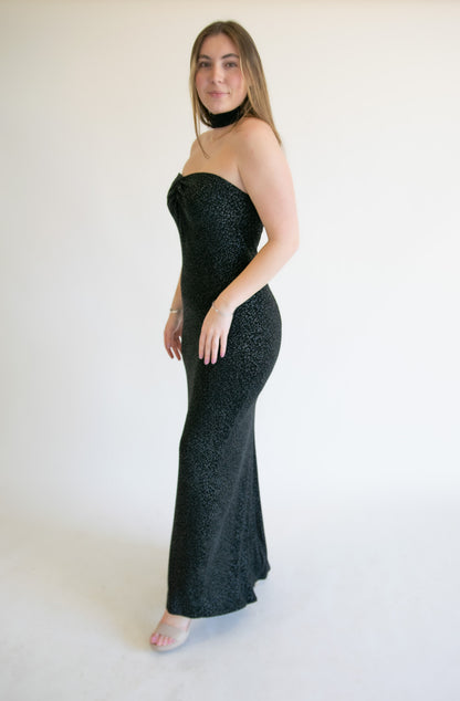 Jessica Mclintock x Gunne Sax Vintage Shimmer Black Gown