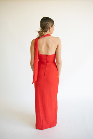 Cordula Red Collar Maxi Dress