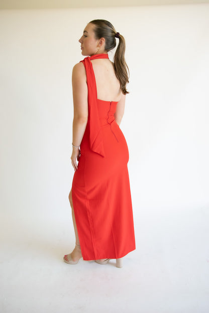 Cordula Red Collar Maxi Dress